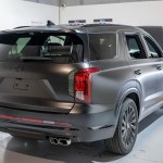Satin black colour change wrap on Hyundai NX SUV in Sydney