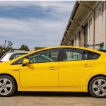 Bright yellow colour change wrap on Toyota Prius in Sydney